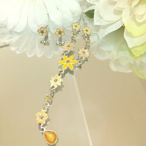 2/$30 Yellow/silver 925 silver yellow Floral jewelry SET